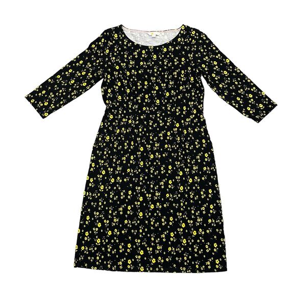 Boden Dresses & Skirts - Boden Floral Print Jersey Penny Dress Pockets Black Yellow Flowers - US SIZE 10R